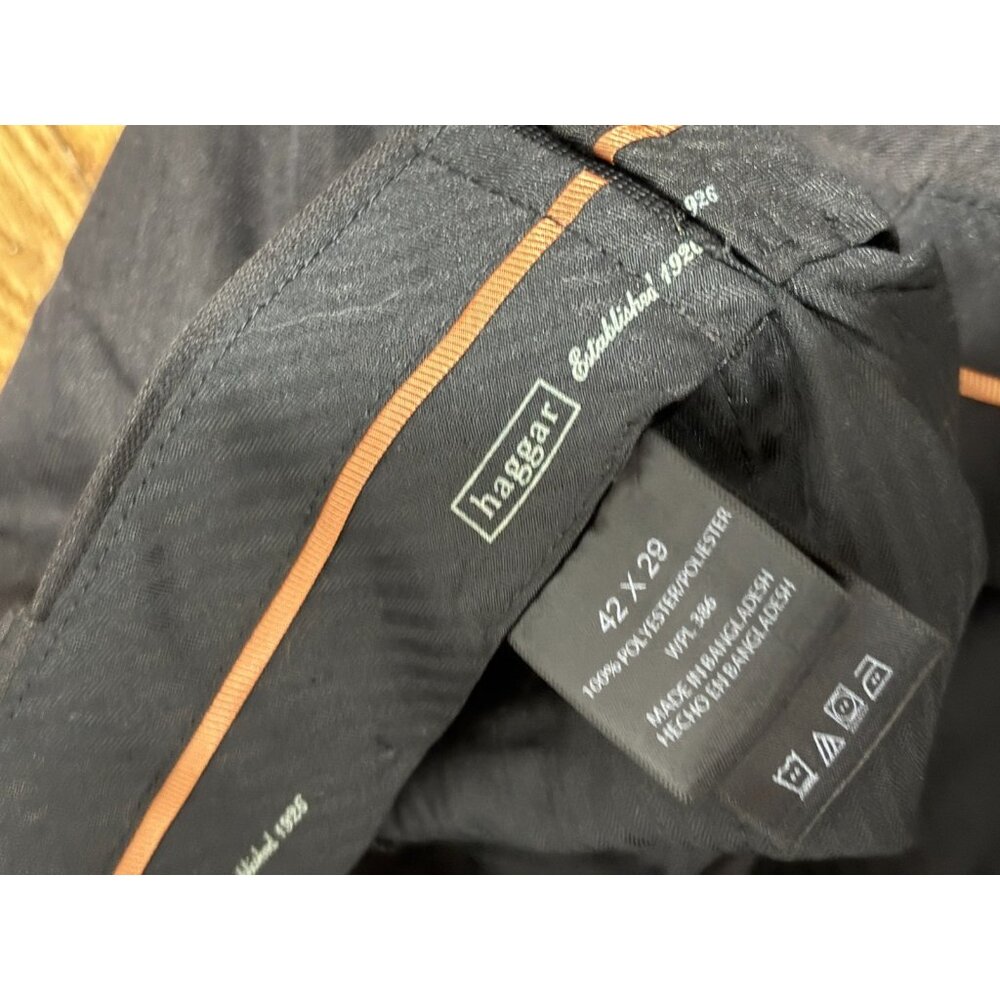 Haggar Mens Smart Fiber Dress Pants Sz 42x29 Gray Classic Fit Comfort Waist NWT - Picture 5 of 6
